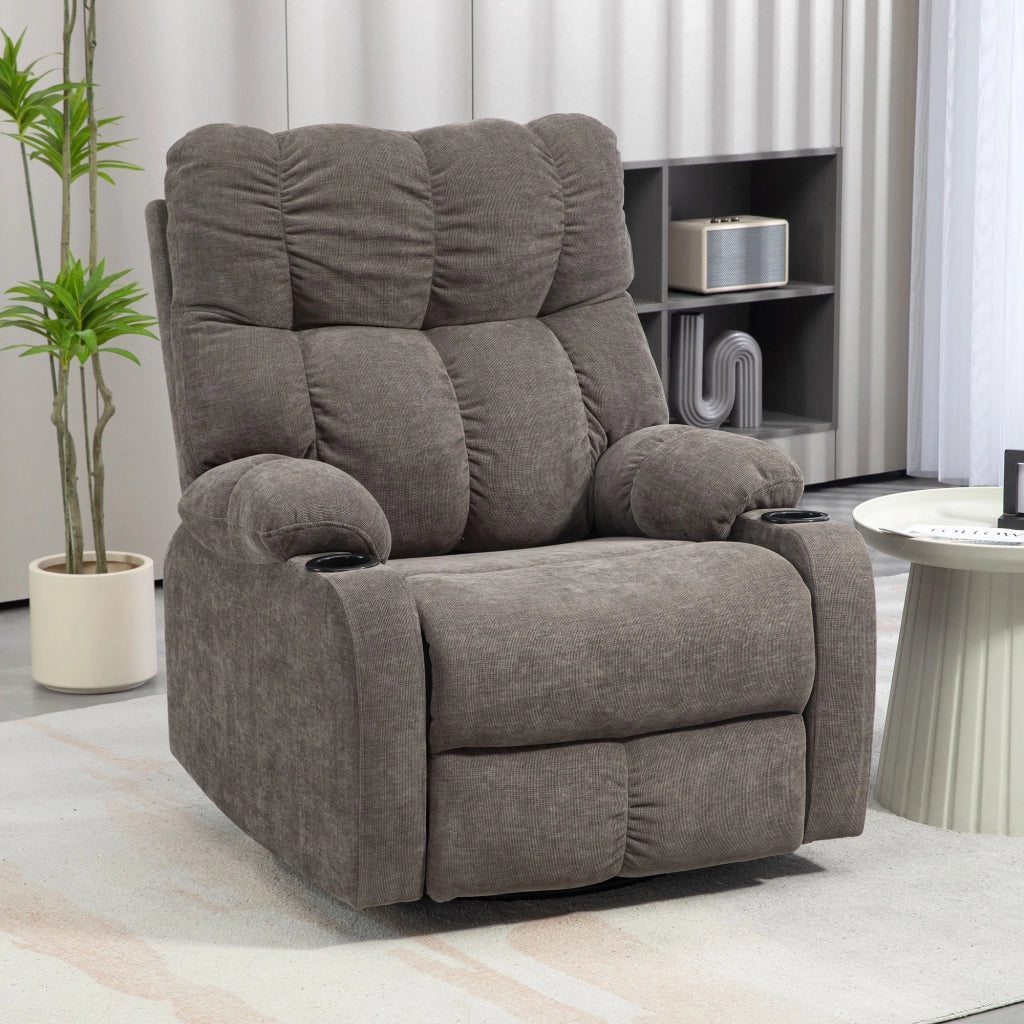 Poltrona Relax Girevole con Poggiapiedi ¨C Zephmum ¨C Beige 88x96x108cm