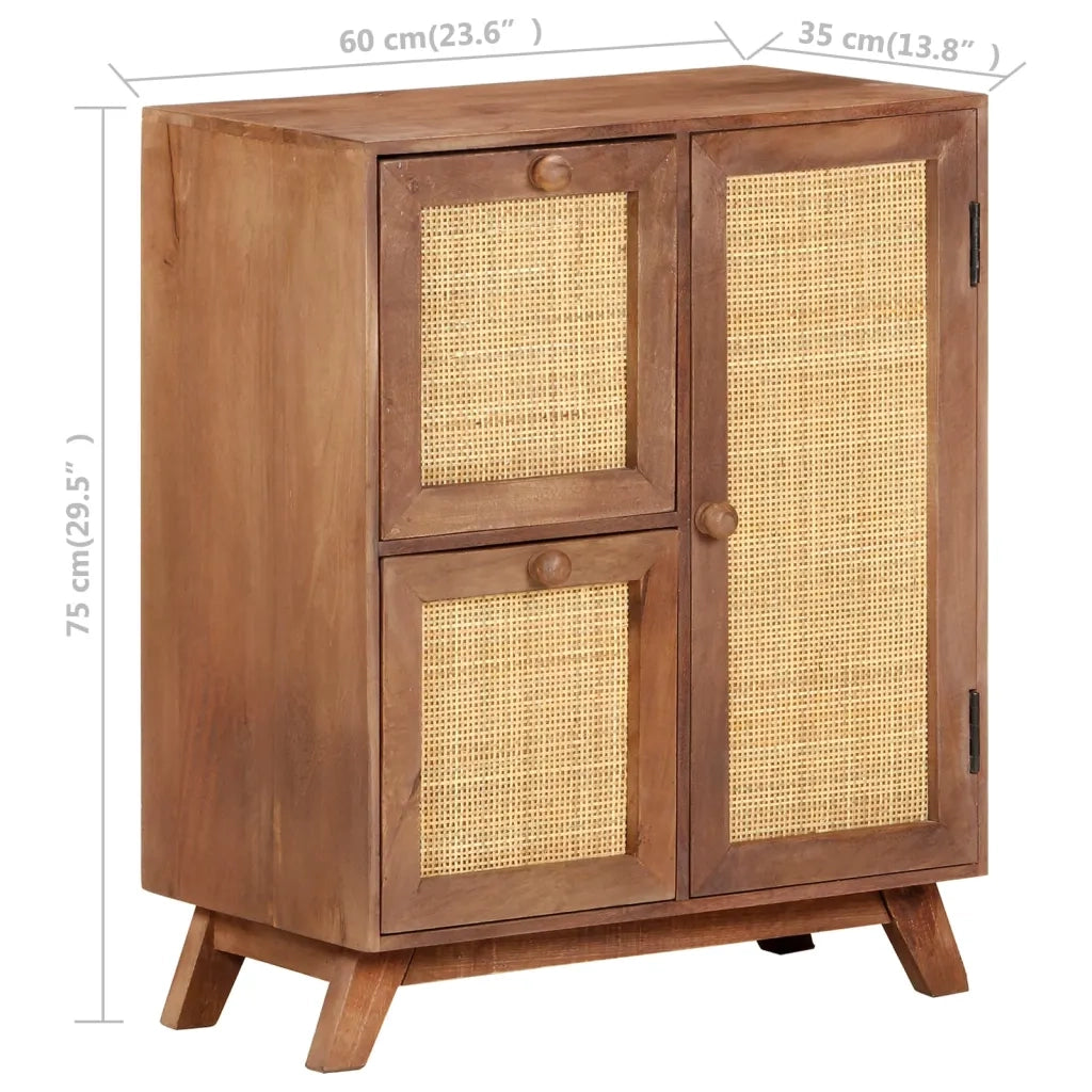 Credenza | Madia | Buffet da pranzo | Armadio da pranzo 60x35x75 cm in Legno Massello di Mango