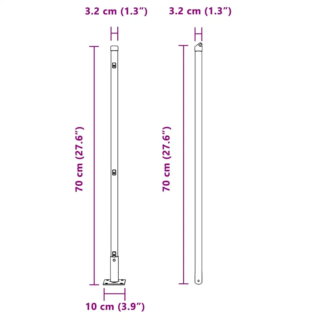 vidaXL Pali per Recinzione 13 pcs Verde Ø32mm 70 cm Acciaio zincato