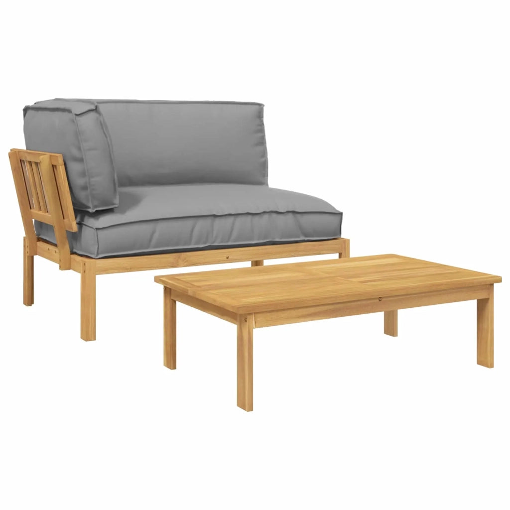 Set di divani con cuscino 2 pcs Grigio Legno di Acacia Massello