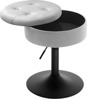Banchetto basso, seggiolino con spazio di stoccaggio, seggiolino per trucco rotativo, altezza regolabile da 49,5 a 65 cm, seggiolino rotativo per bar, tavolo per trucco, isola cucina, vetrina, rivestimento in velluto, colore grigio chiaro