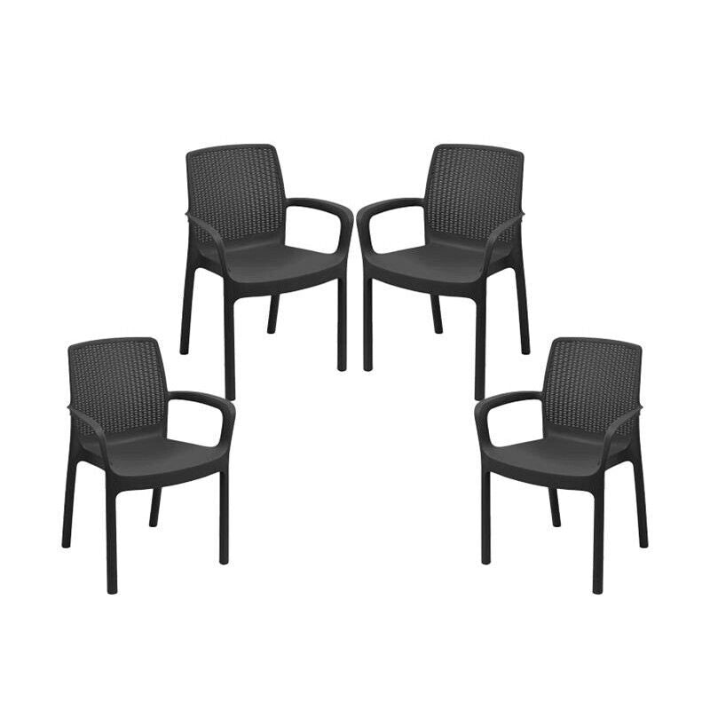 SET 4 PZ POLTRONA REGINA DA ESTERNO IN RESINA IN COLORE ANTRACITE