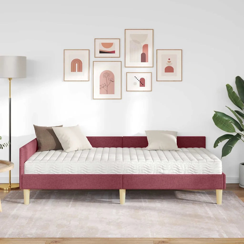 Struttura Letto Angolare con Materasso 2 pcs Grigio Tessuto