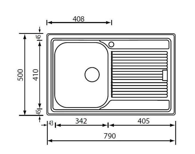 CM Zenith plus 79 x 50 1V Lavello ad incasso Rettangolare Acciaio inossidabile
