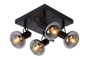 Lucide Madee plafoniera nera vetro 4xE14 25W dimmerabile 23cm