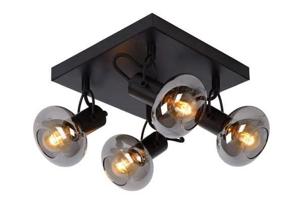 Lucide Madee plafoniera nera vetro 4xE14 25W dimmerabile 23cm