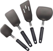 Set di spatole in silicone, accessorie per cucina, antiaderente, 4 pezzi, BPA-free, set di utensili per cottura per pesce, uova e pancakes