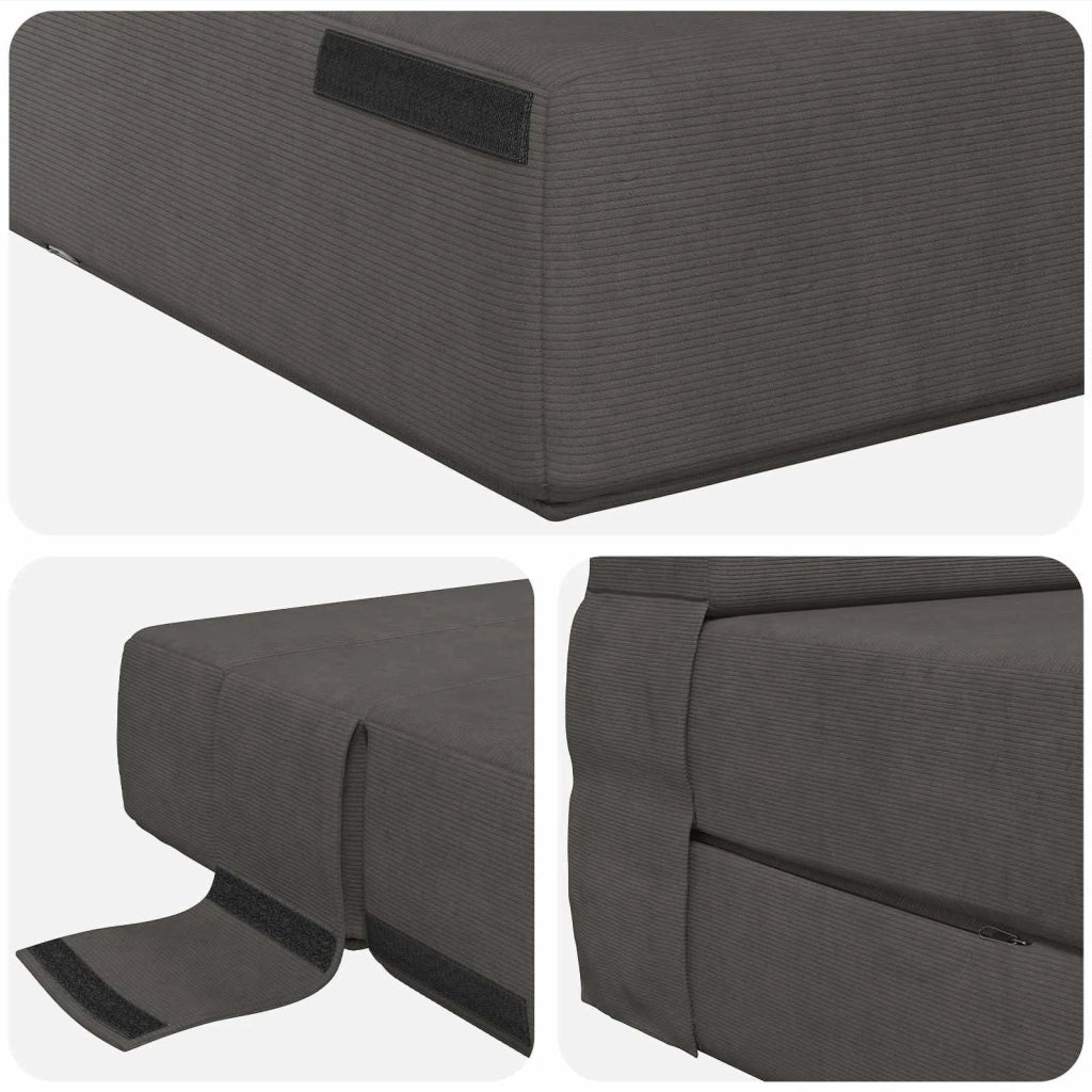 Divano Letto Pieghevole Grigio Scuro 70 x 80 x 60 cm Tessuto 900098