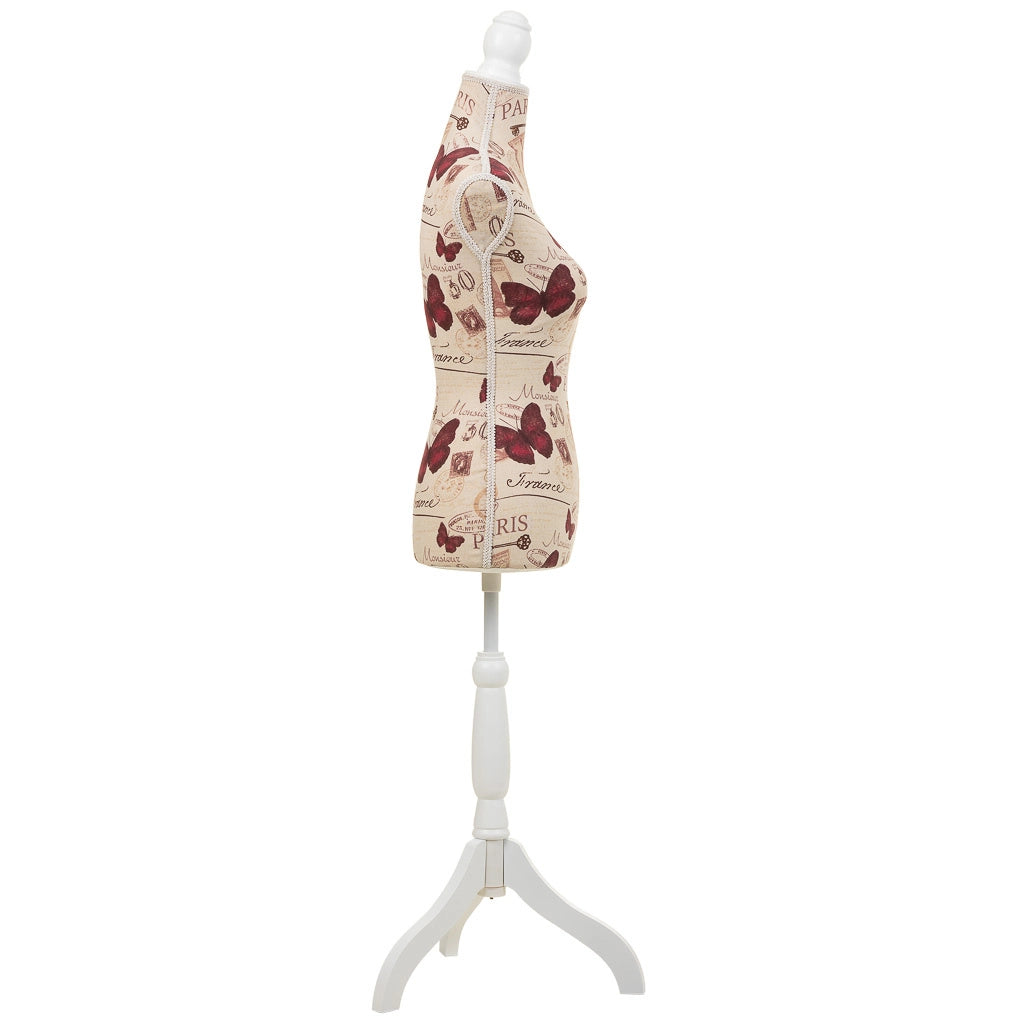 Manichino in legno e schiuma rivestito in tessuto marrone 24x37,5x168h