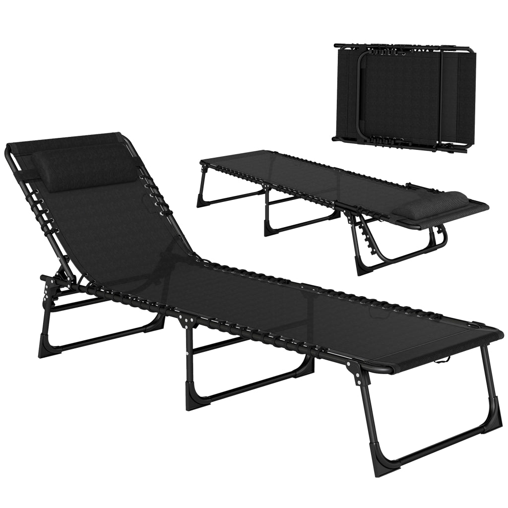 Lettino da giardino pieghevole ¨C zephmum ¨C nero 189x58x30cm