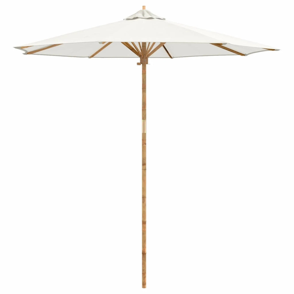 Ombrello da giardino-Ombrellone da spiaggia Bianco Crema ? 240 x 260 cm Bamb¨´
