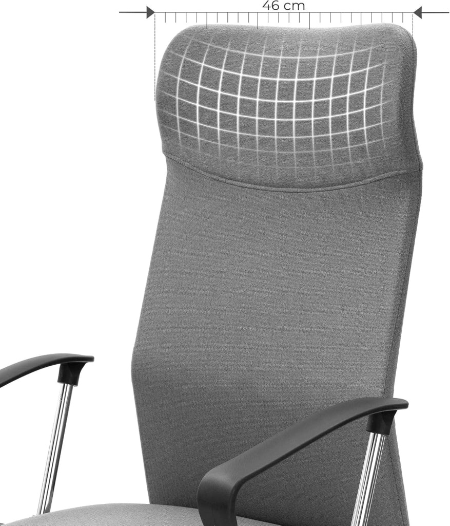 SONGMICS Set di 2 sedie da ufficio, sedia da ufficio ergonomica, sedia girevole, sedia per sala conferenze, rivestimento in tessuto, altezza e inclinazione regolabili, capacità di carico fino a 120