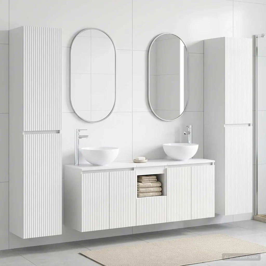 Set di mobili per il bagno 5 pz Bianco Lucido 3406027