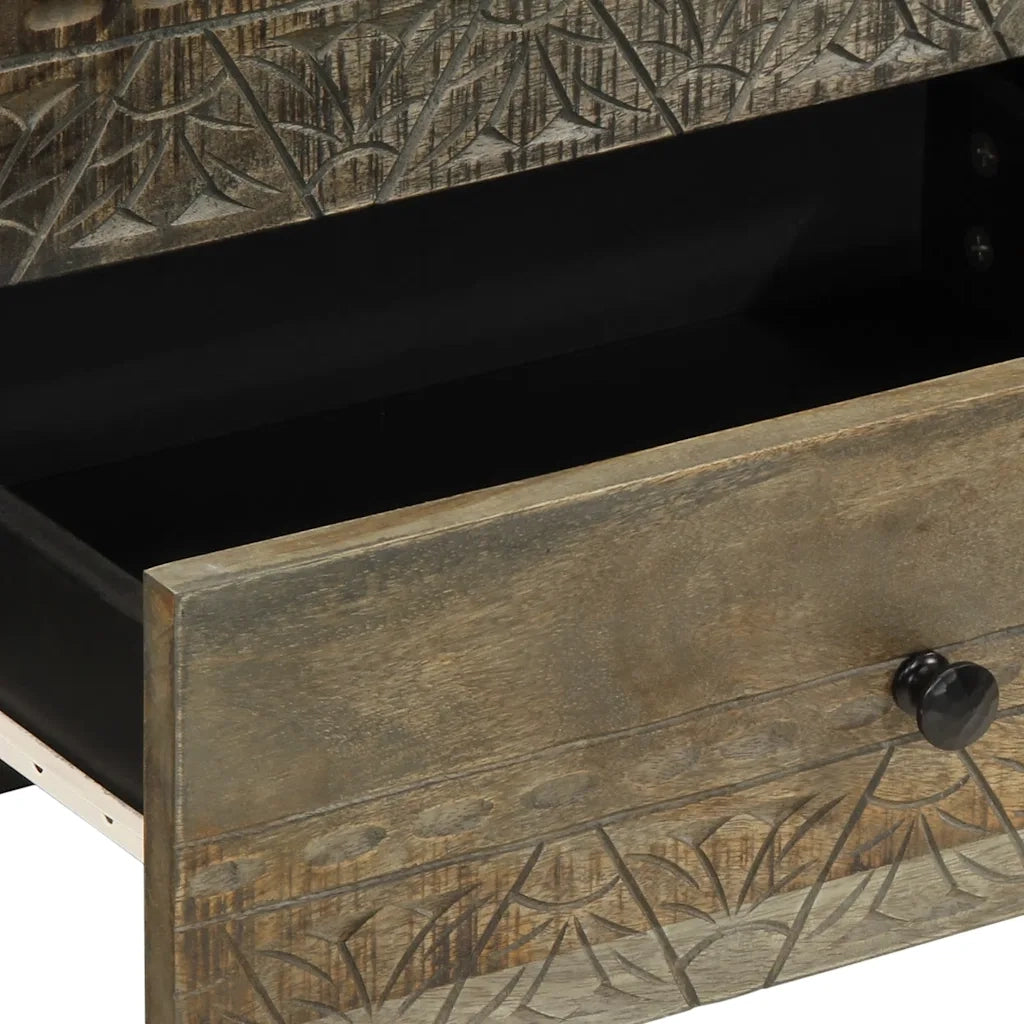 Comodino Grigio Chiaro 50x33x60 cm in Legno Massello di Mango 4017801