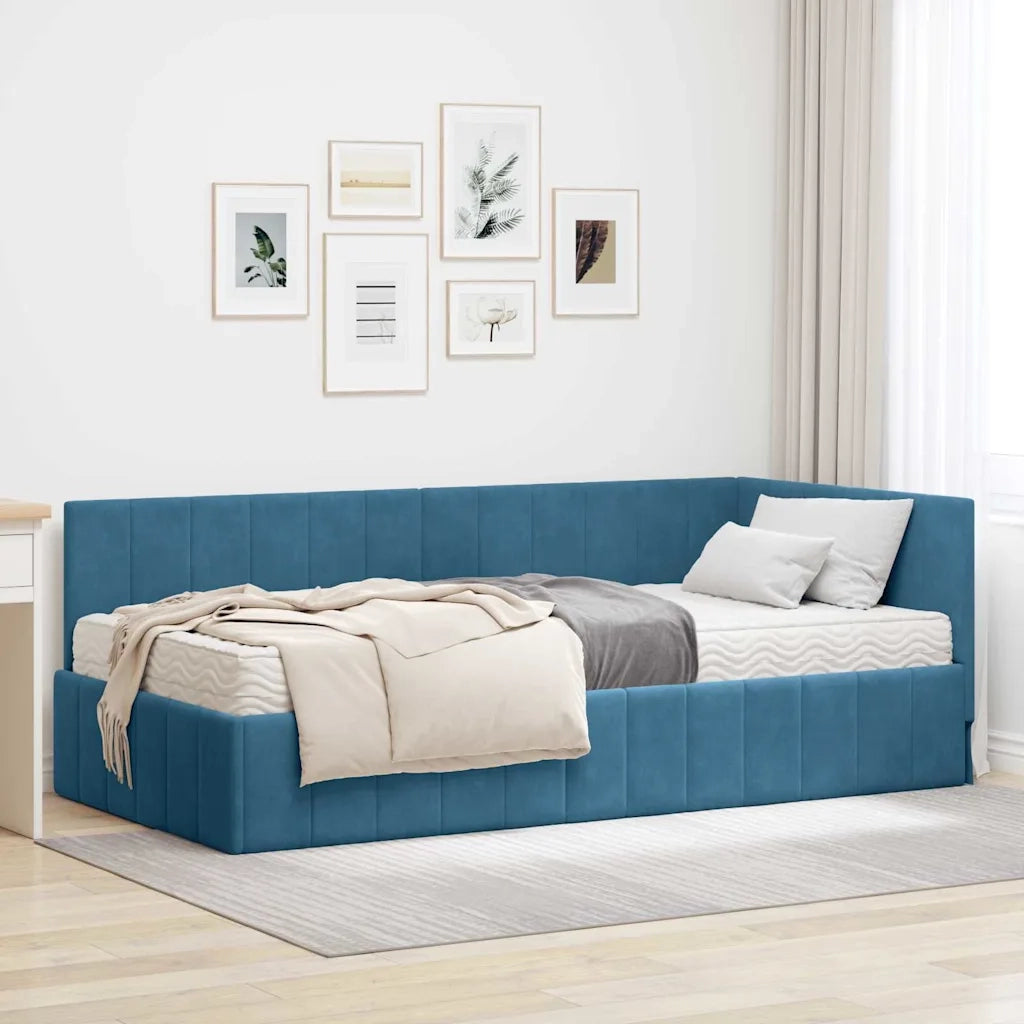 Struttura Letto Angolare con Materasso 2 pcs Blu Velluto 3393867
