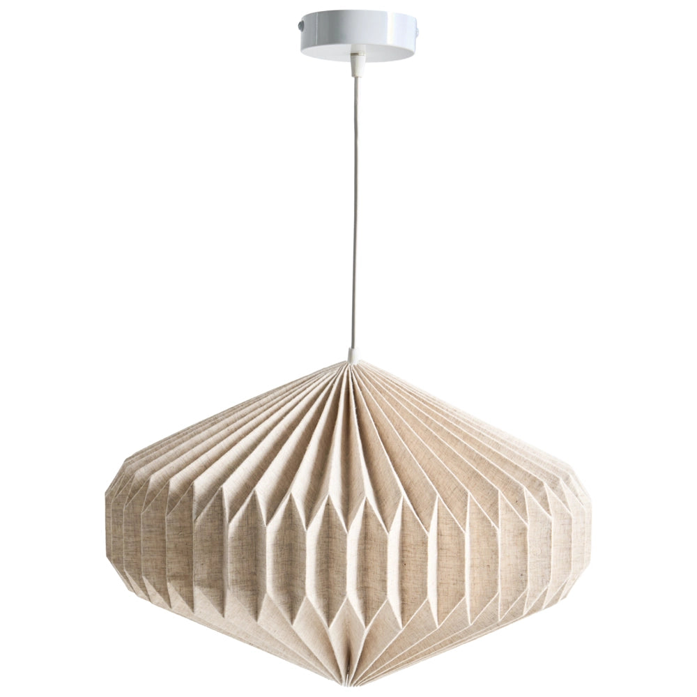 Lampada a sospensione con paralume in tessuto beige Design moderno Lampada da soggiorno