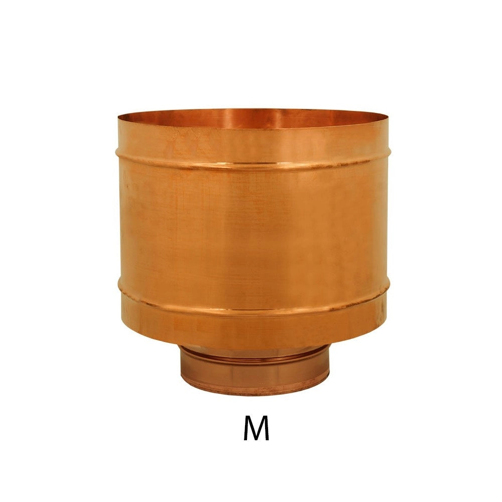 Fumaiolo da 250mm terminale tipo botte 4 venti di rame base tonda m maschio