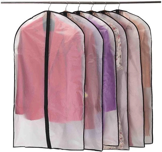 Set di borse per abbigliamento 6 pezzi, trasparenti 60x100 cm, protezione contro le tarme, materiale impermeabile e respirante, per abiti da sera, giacche, camicie, abiti da cocktail, borse per abbigliamento