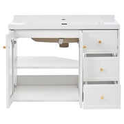 Mobile da bagno con 2 cassetti e ripiani regolabili; lavabo in ceramica - per bagno - in MDF - 80 cm - bianco