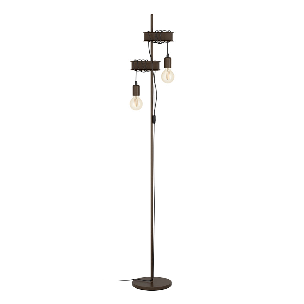 Piantana Industrial Townshend 4 2 Luci Acciaio Marrone Invecchiato E Nero