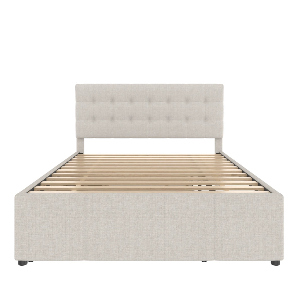 LETTO matrimoniale estraibile 140x200 cm in lino beige