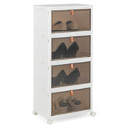 Scatola portascarpe pieghevole 40 x 27,5 x 83,5 cm facile accesso impilabile design PP bianco 20_0019402
