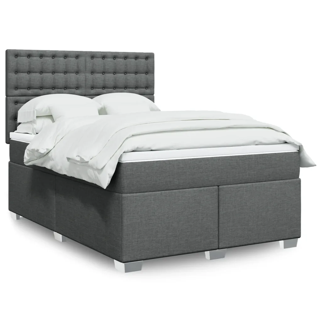 vidaXL Giroletto a Molle con Materasso Grigio Scuro 160x200 cm Tessuto