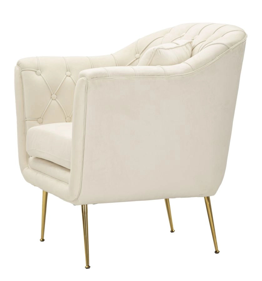Poltrona Budapest Crema con Cuscino 88x83x91 cm in Compensato e Spugna e Ferro e Poliestere Crema