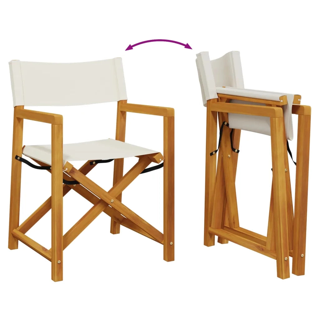 Sedie da Regista Pieghevoli 2 pz Bianco Crema in Tessuto 365837