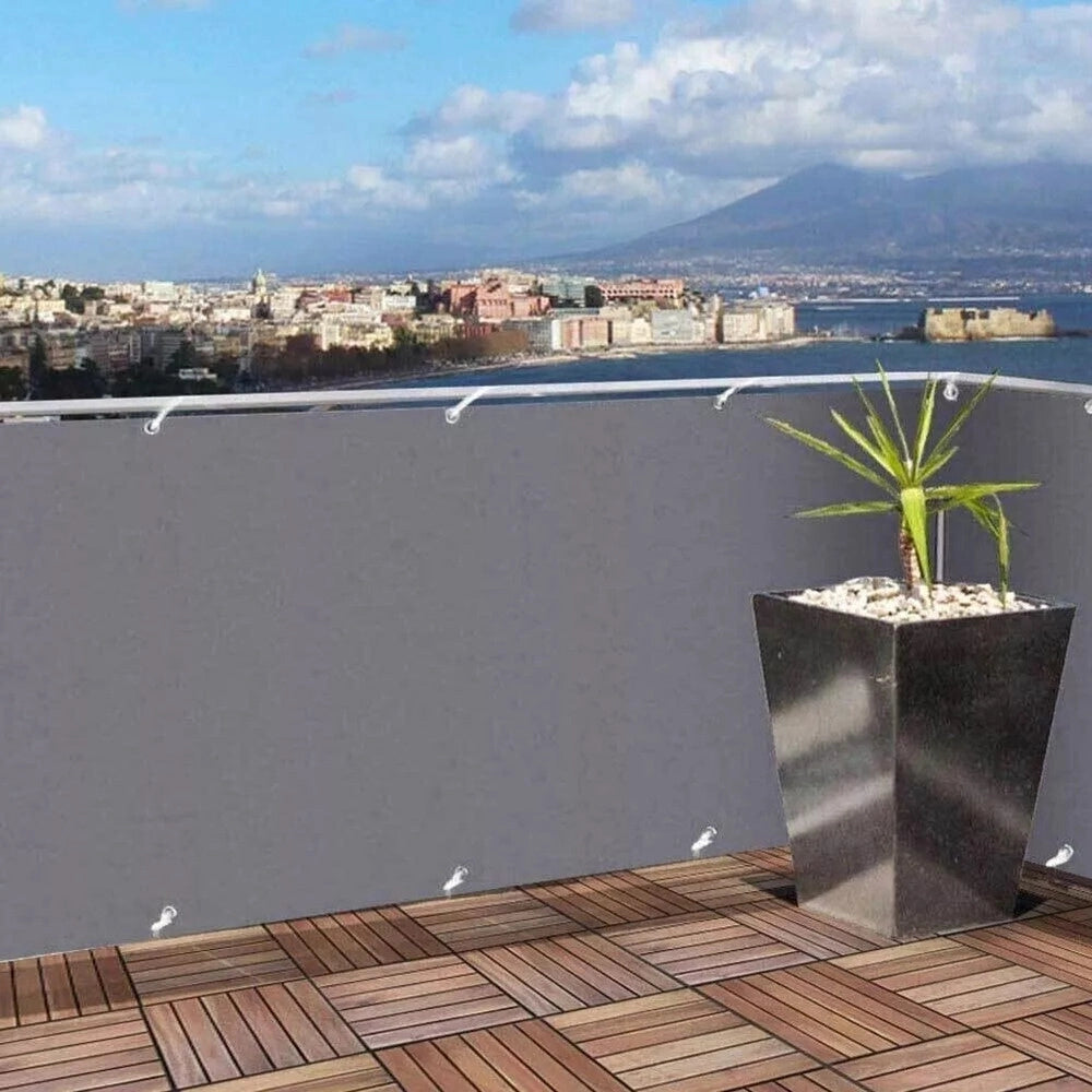 Trade Shop - Telo Copertura Ringhiera Balcone Grigio 85x500cm Frangivista Protezione Vento Polietilene -