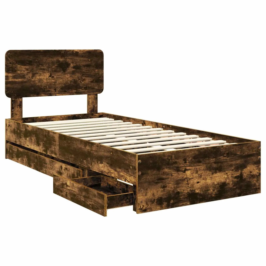 Struttura del letto con cassetto Quercia Affumicata 75 x 190 cm