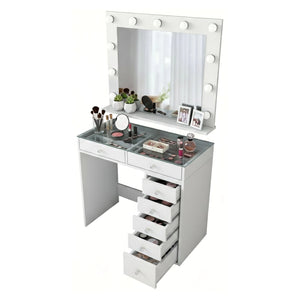 Algiedi, Consolle Specchio Incluso, 45x90x80h cm Bianco