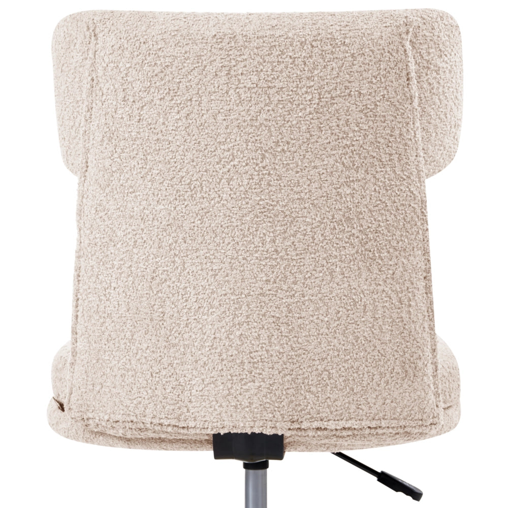 Sedia da ufficio in tessuto bouclé beige chiaro senza braccioli completamente girevole con regolazione dell'altezza del sedile