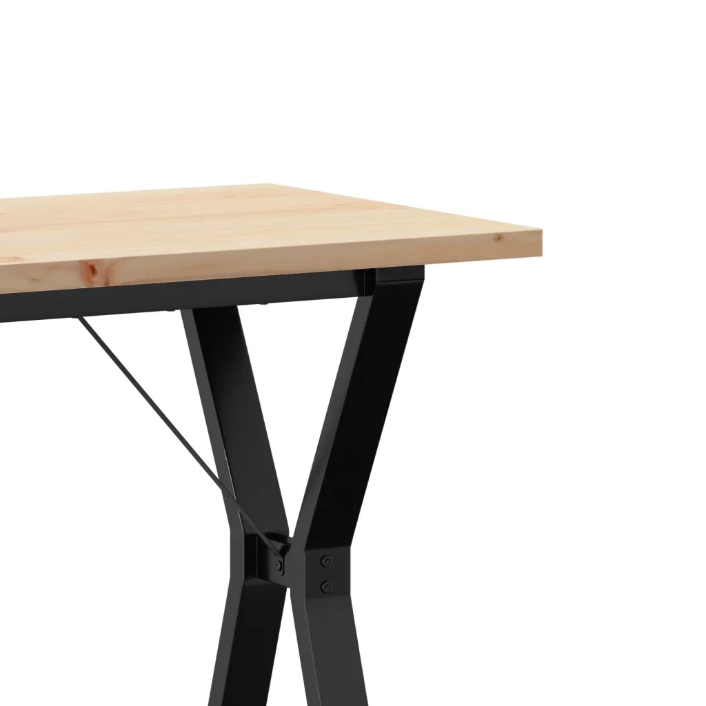 Tavolo da Pranzo Telaio a Y 80x50x75,5 cm Legno Pino e Acciaio