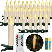 Albero di Natale LED con Luci a Batterie Senza Fili con Timer e Comando a Distanza - Flickerante e Regolabile - Illuminazione di Natale Esterna Resistente all'Acqua - Con 30 Batterie