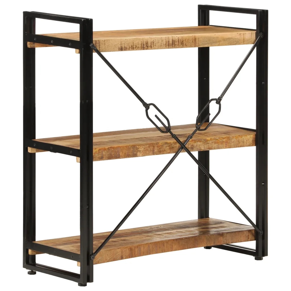 Libreria 3 Livelli 77x30x80 cm Legno Massello di Mango e Ferro 351106