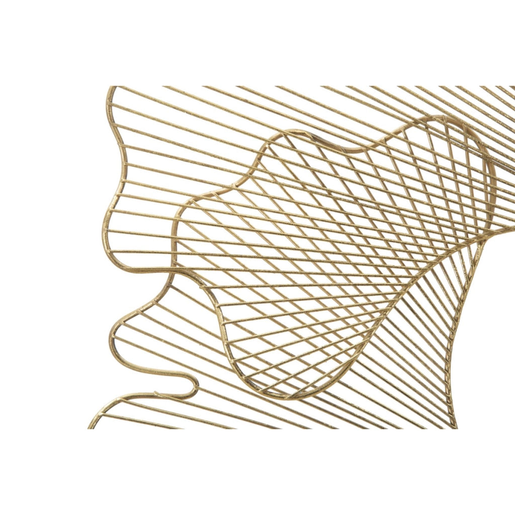 Decorazione in Metallo 3D Foglia 34, Oro, Metallo, 79x5x68 cm