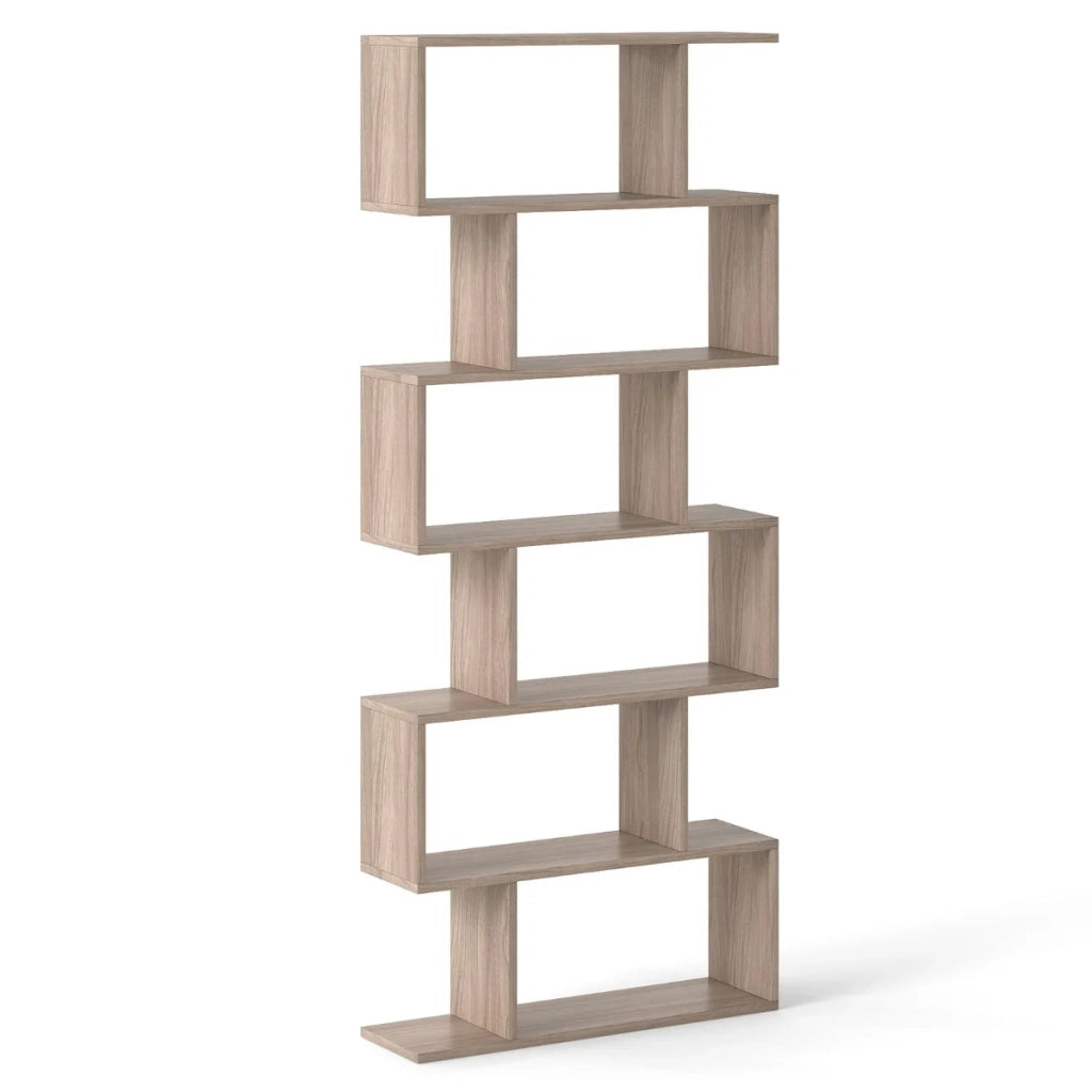 Libreria a S 80 x 23 x 191 cm design moderno 6 ripiani spaziosi versatile legno grigio 20_0019149
