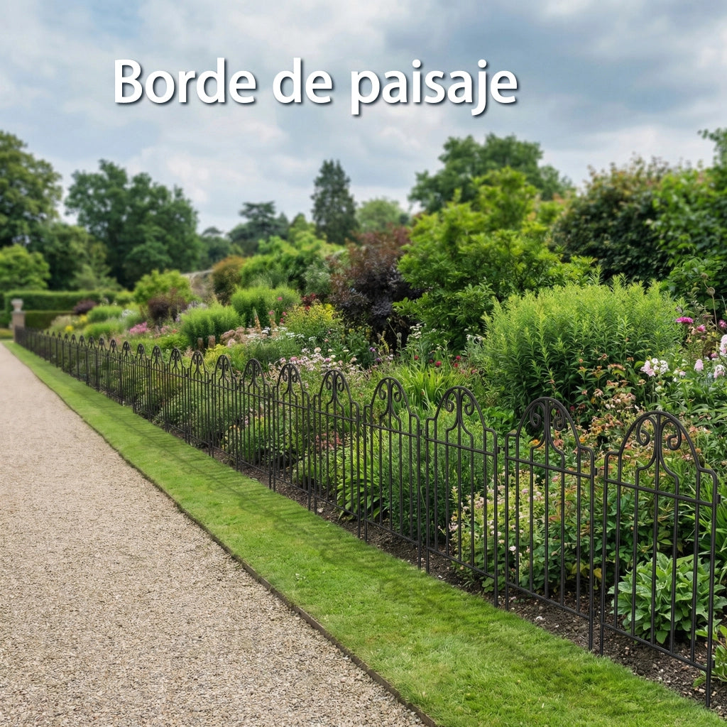 Set 4 Vallas Giardino in Metallo ¨C zephmum ¨C Nero 125x57 cm