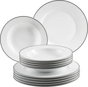 Servizio da tavola moderno per 6 persone, set da 12 piatti con piatti piatti e zuppa, set di piatti da tavola in porcellana per 6 persone