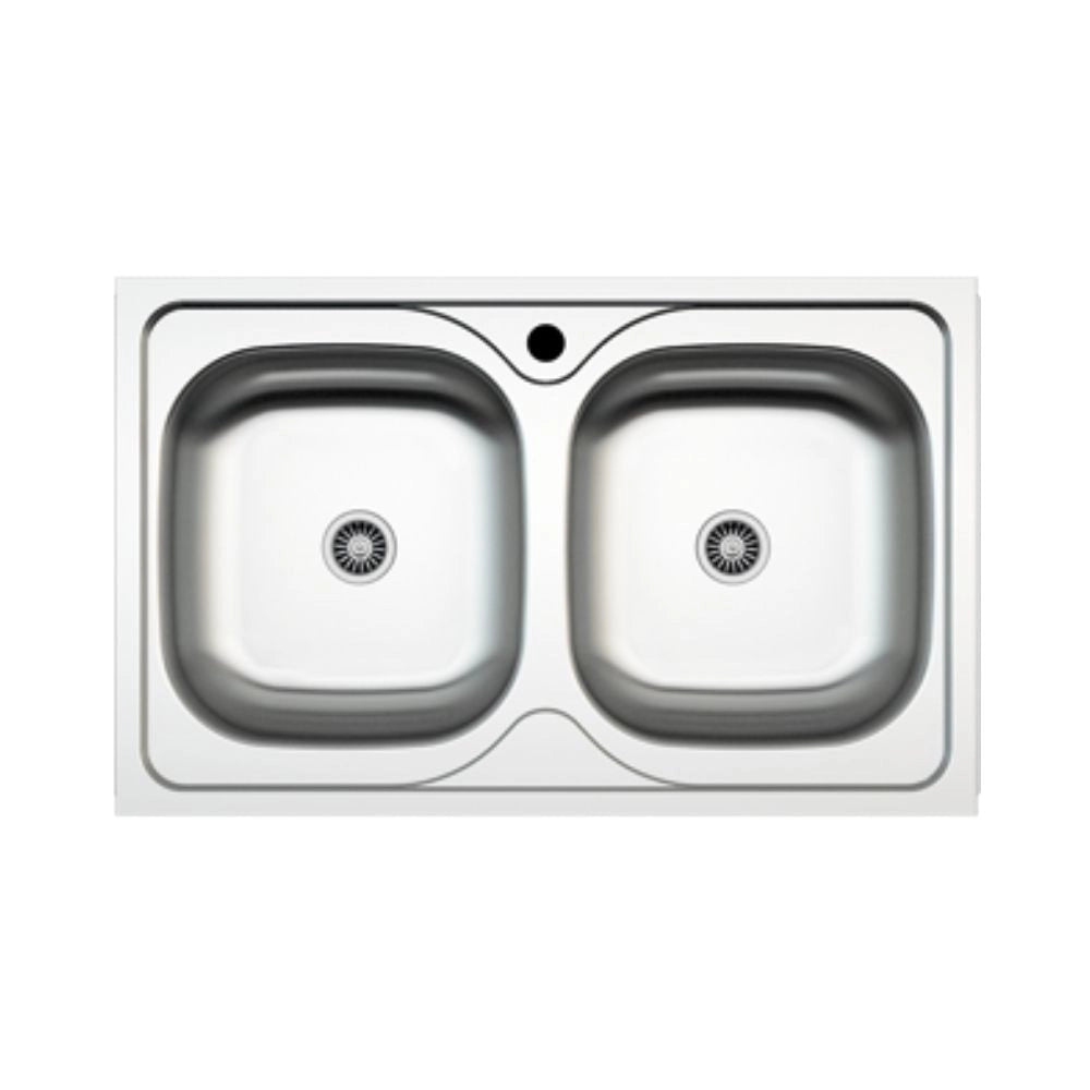 Lavello incasso cucina acciaio 86x50 cm due vasche
