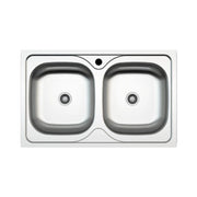 Lavello incasso cucina acciaio 86x50 cm due vasche