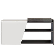Panca Scarpiera da Ingresso 104x37x47 cm 2 Ripiani Porta Scarpe Mobiletto con Anta e Cuscino in MDF Bianco e Grigio
