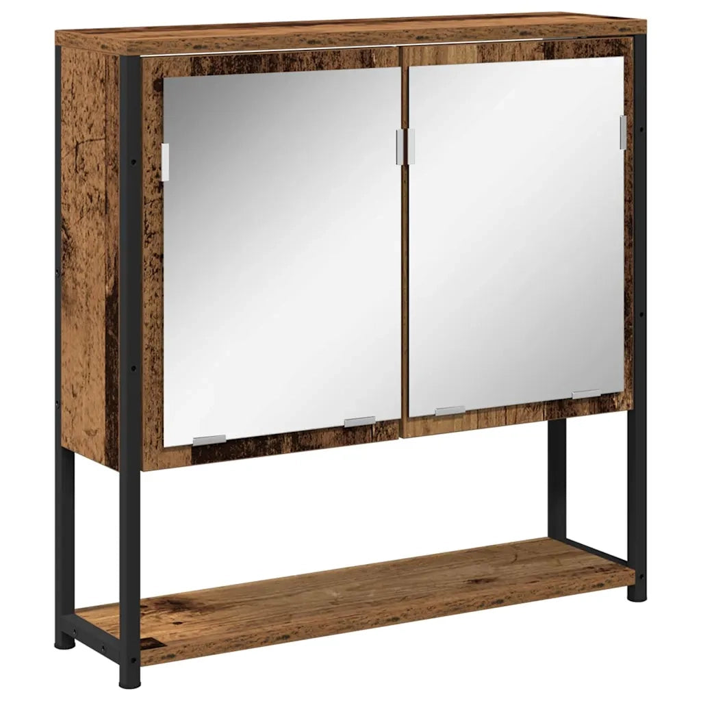 Mobiletto per specchio con porta-Armadietto a Specchio da Bagno Legno vecchio 60 x 16 x 60 cm