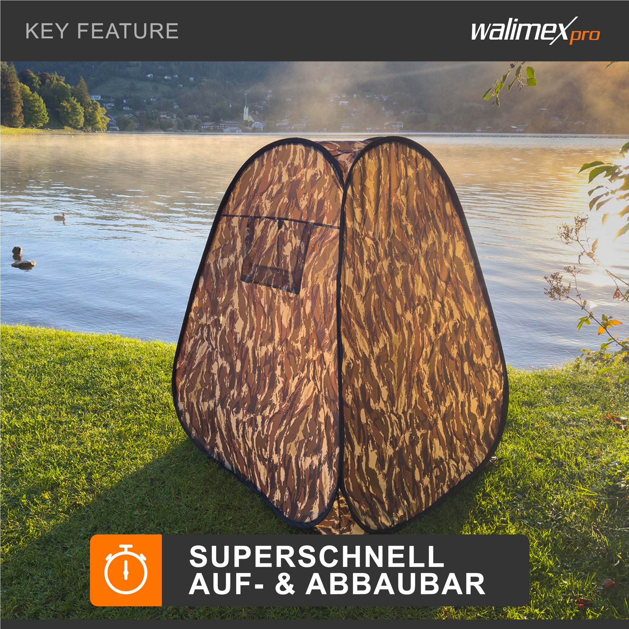 tenda mimetica pop-up per fotografia naturalistica e osservazione della fauna - 1100 x 1100 x 1400 mm - Rapido da montare e smontare con finestre laterali e borsa di trasporto, tenda