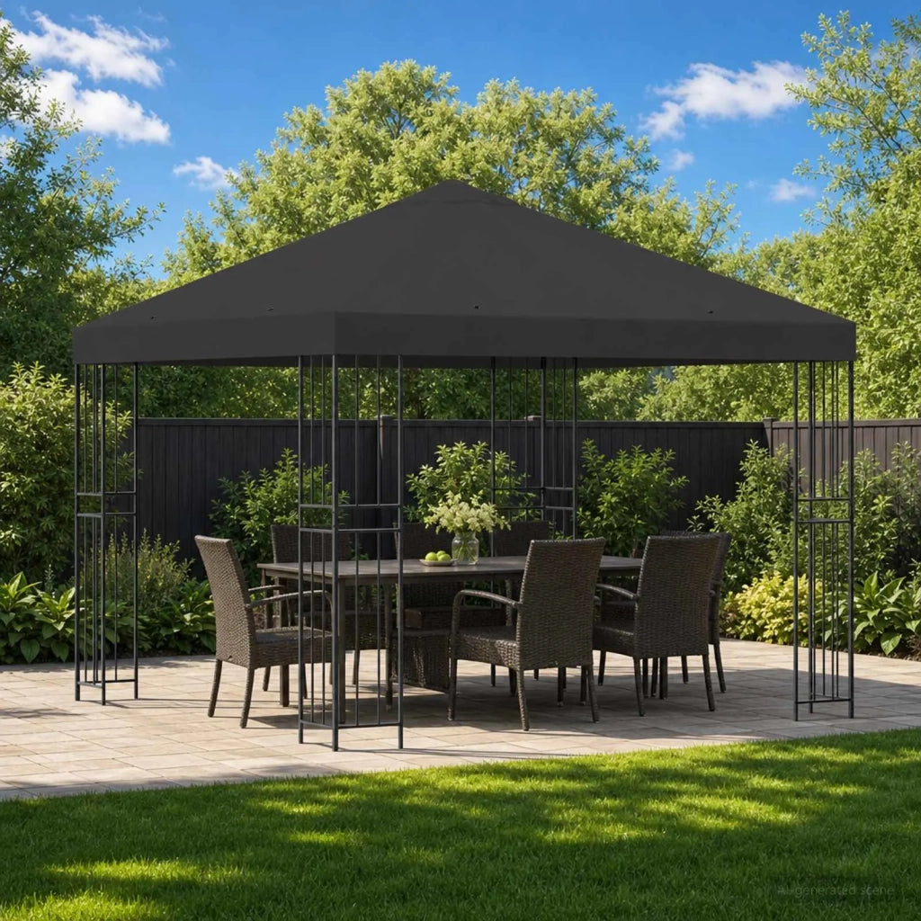 Gazebo | Pergolato 3 x 3 m Antracite Poliestere e Acciaio 190 gsm