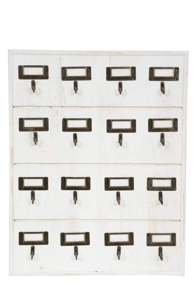 Biscottini Bacheca appendichiavi in legno finitura bianco anticato L37xPR4xH47 cm Offerta
