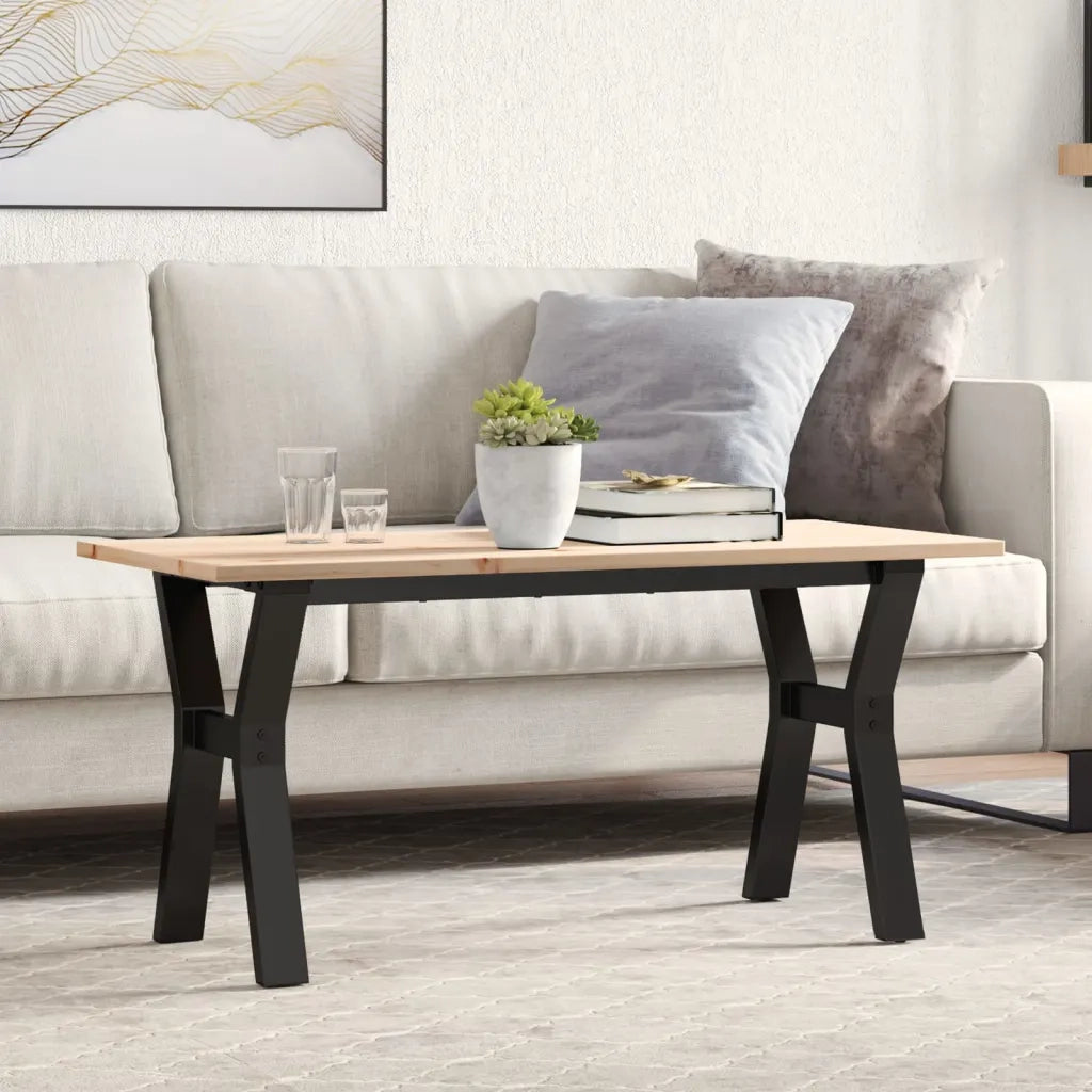 Tavolino salotto | Tavolino da caff¨¨ | Tavolino da Soggiorno Telaio a Y 100x50x45 cm Legno Pino e Acciaio
