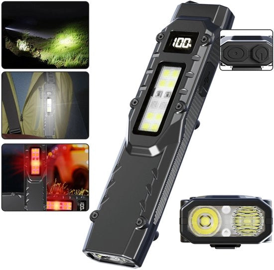 Lanterna LED ultra sottile con clip per penna, mini lanterna da campeggio, 1200 lumen, lanterna portatile, capacità di 1000 mAh, adatta per il campeggio, la pesca e la passeggiata.