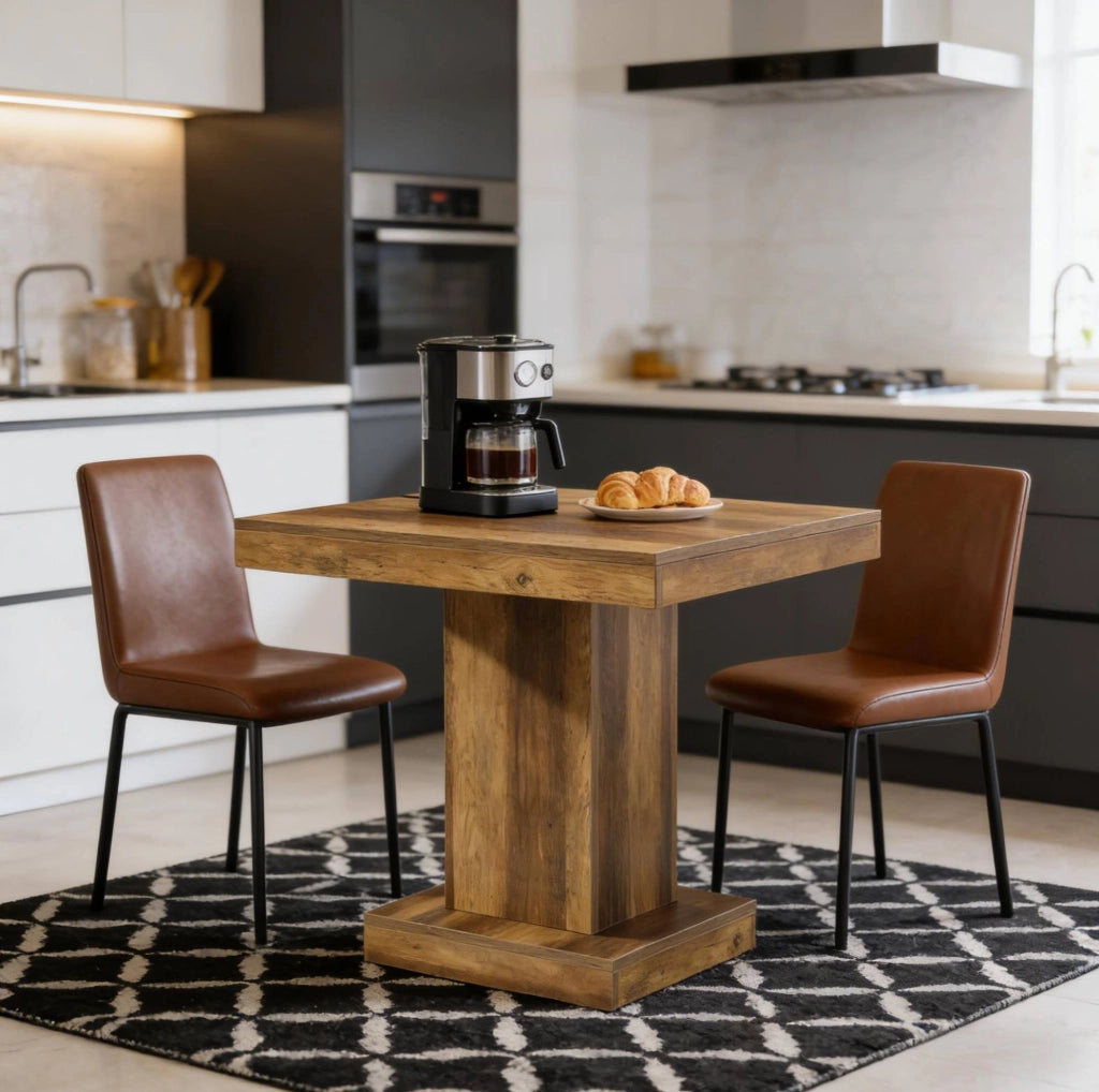 Tavolo da Pranzo Quadrato in MDF con Design Compatto e Stile Country